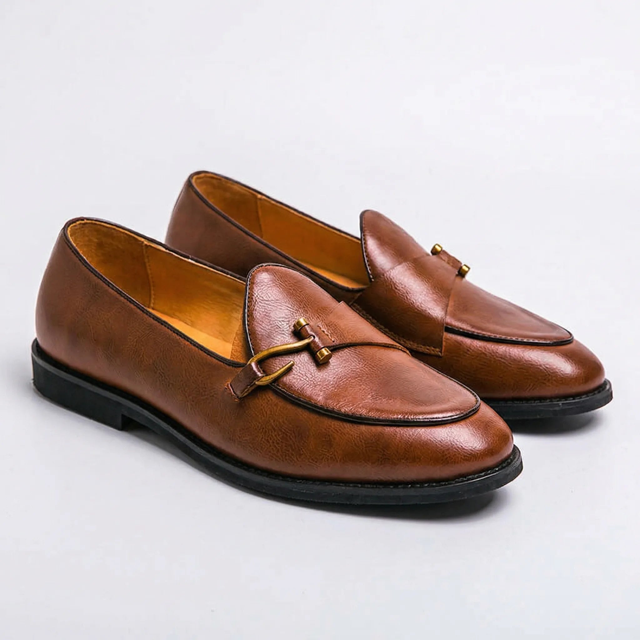 Navando | Klassieke Heren Loafer Met Gouden Gesp
