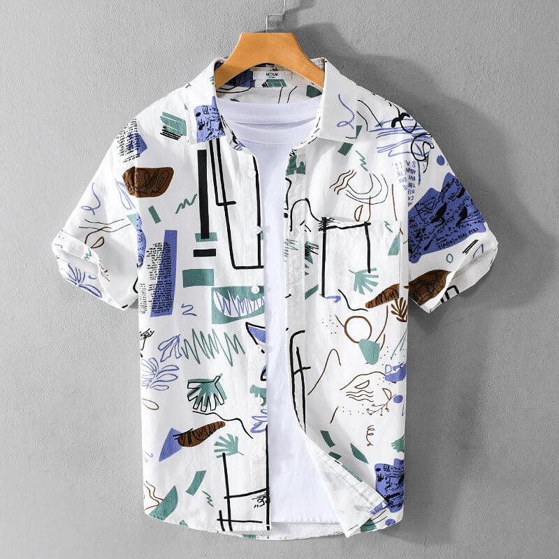 Navando | Korte Mouwen Overhemd Met Abstracte Print
