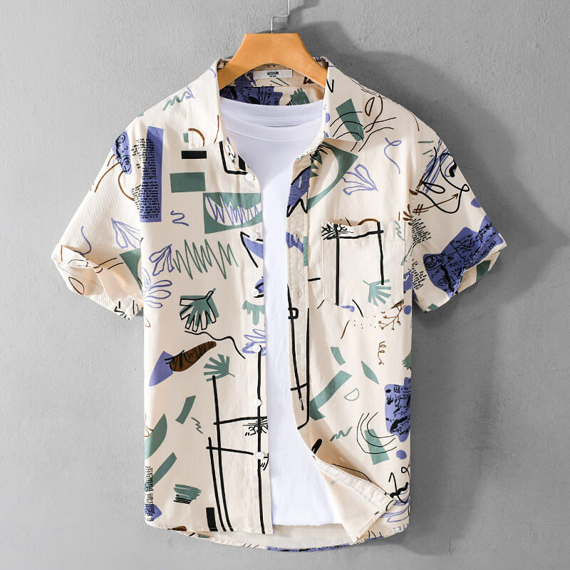 Navando | Korte Mouwen Overhemd Met Abstracte Print