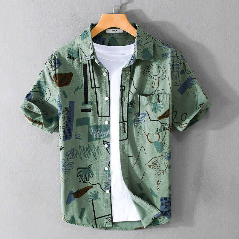 Navando | Korte Mouwen Overhemd Met Abstracte Print