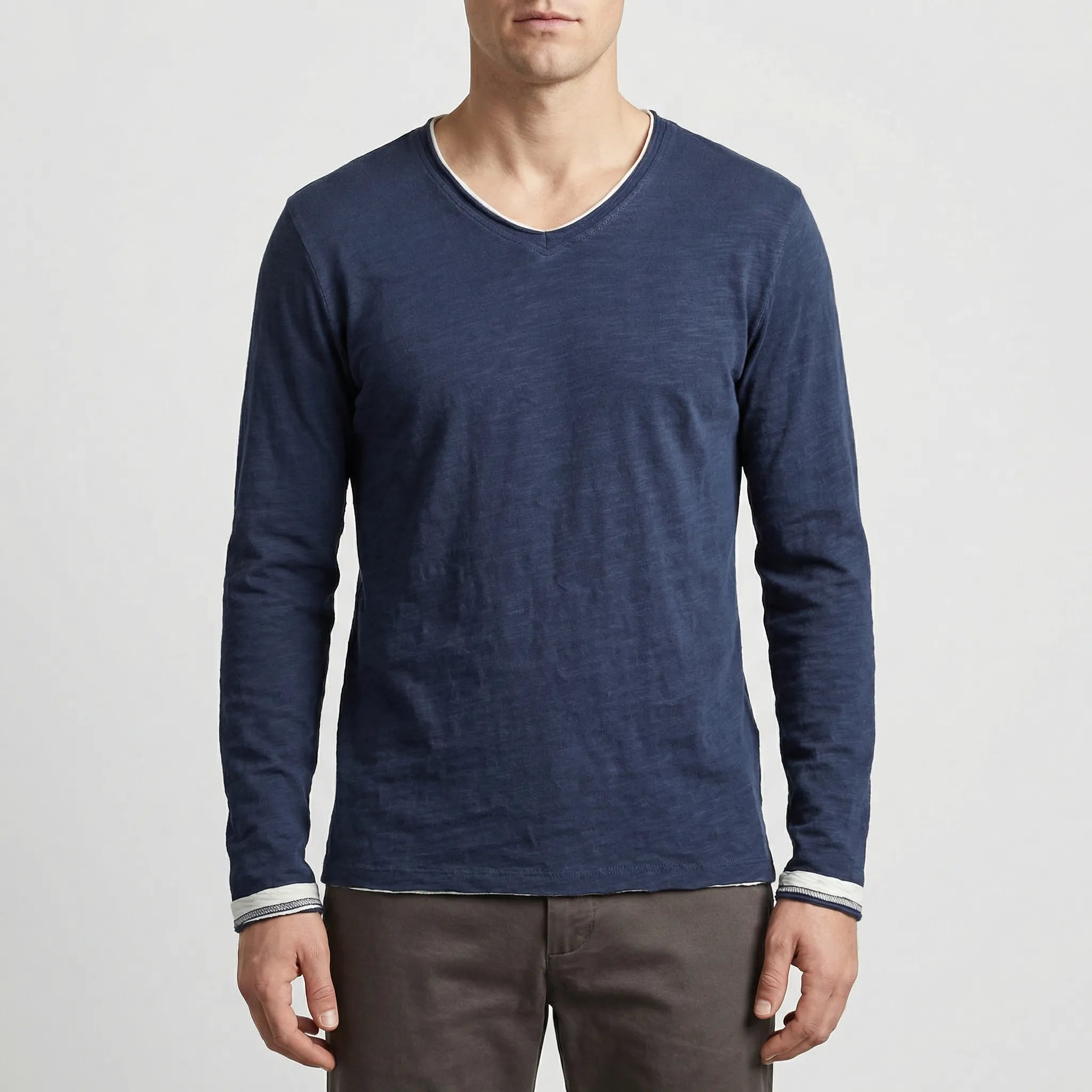 Navando | Langarmshirt Met Contrasterende Afwerking