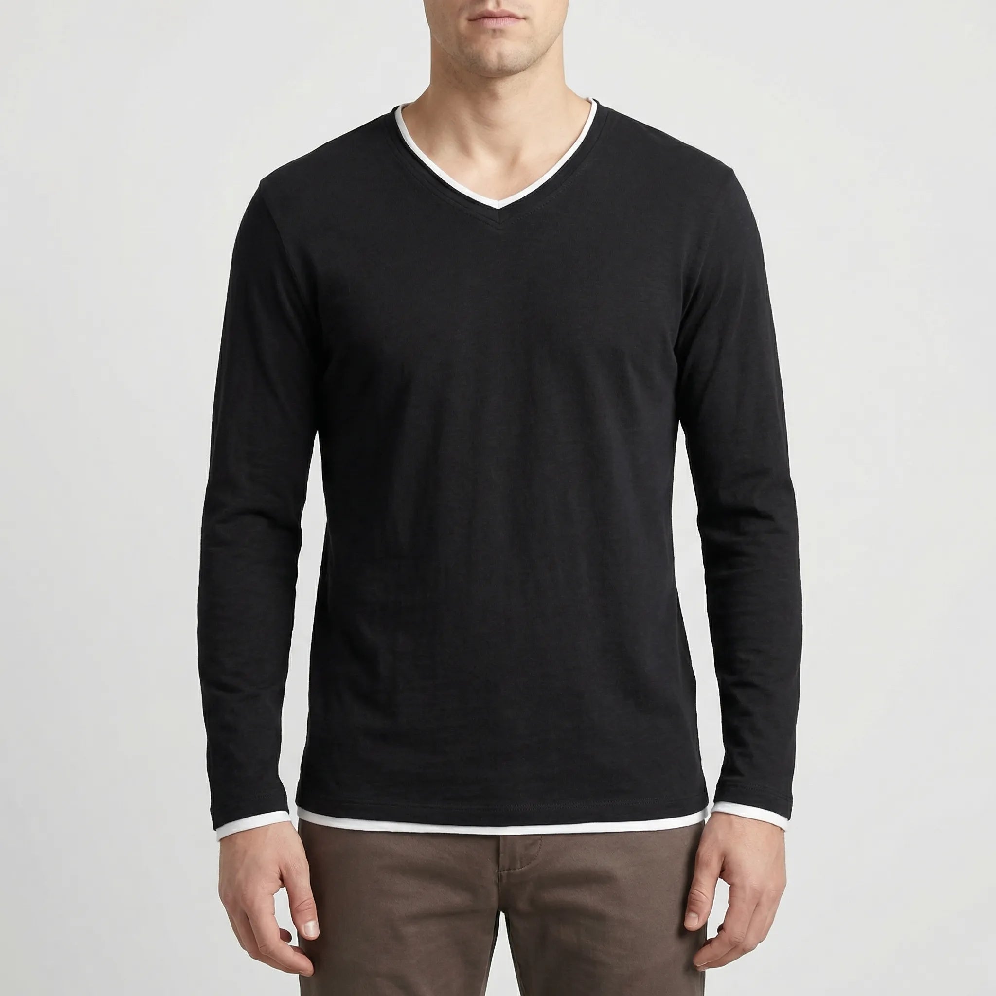 Navando | Langarmshirt Met Contrasterende Afwerking
