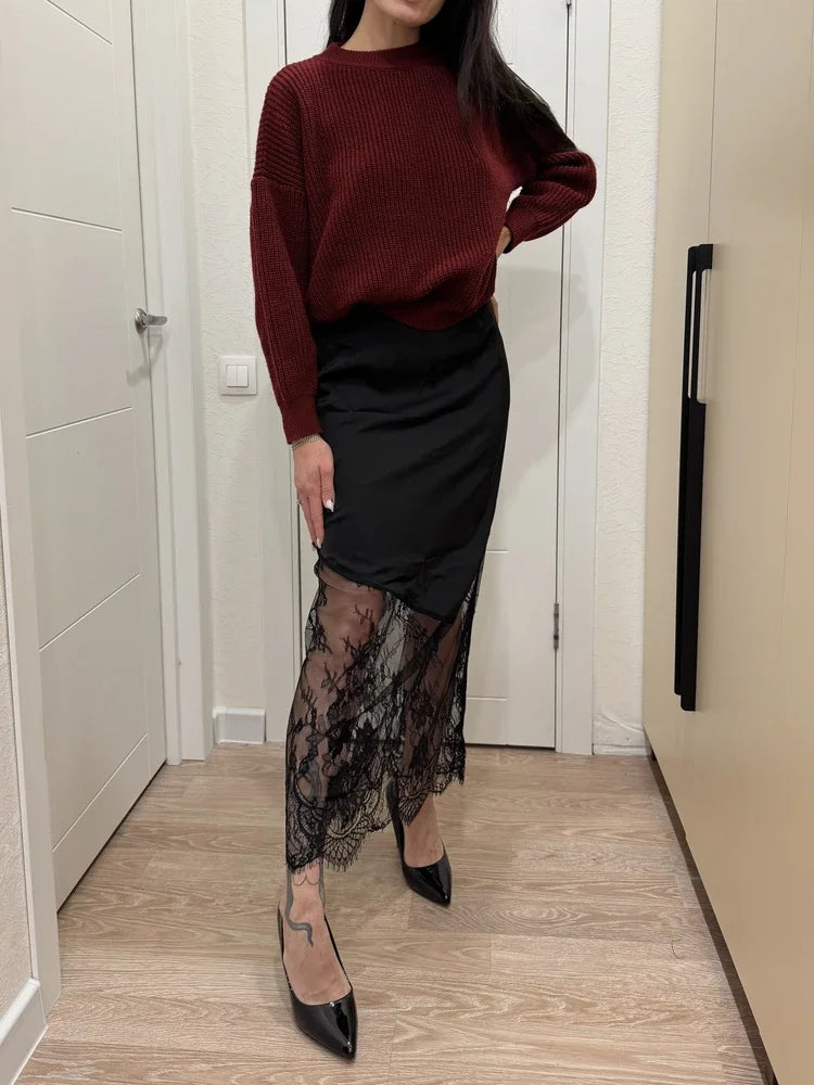 Navando | Lange Kokerrok Met Contrast