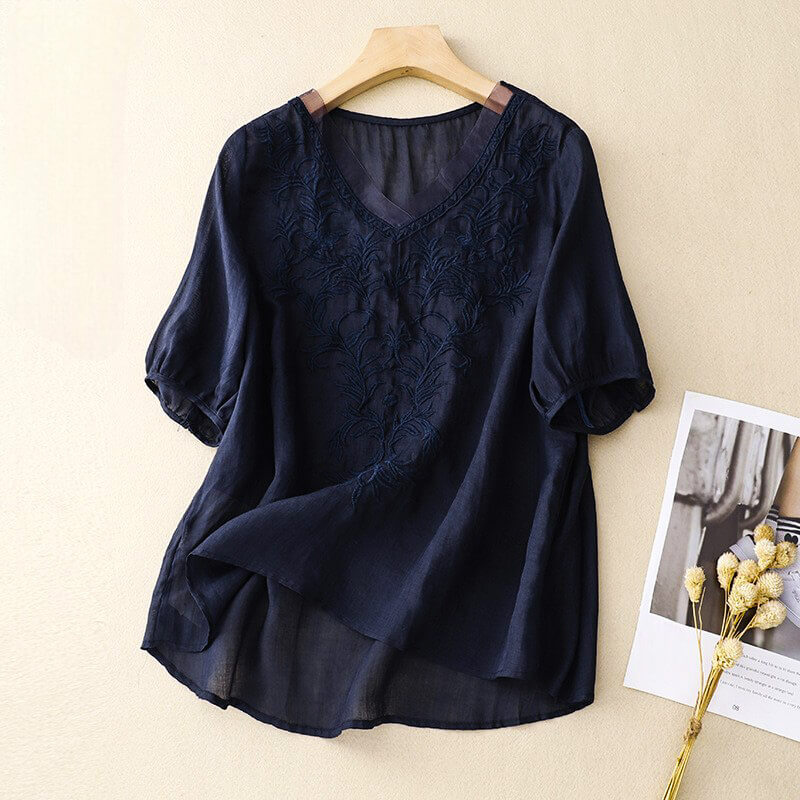 Navando | Luchtige Blouse Met Bloemenborduursels