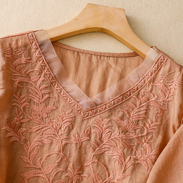 Navando | Luchtige Blouse Met Bloemenborduursels