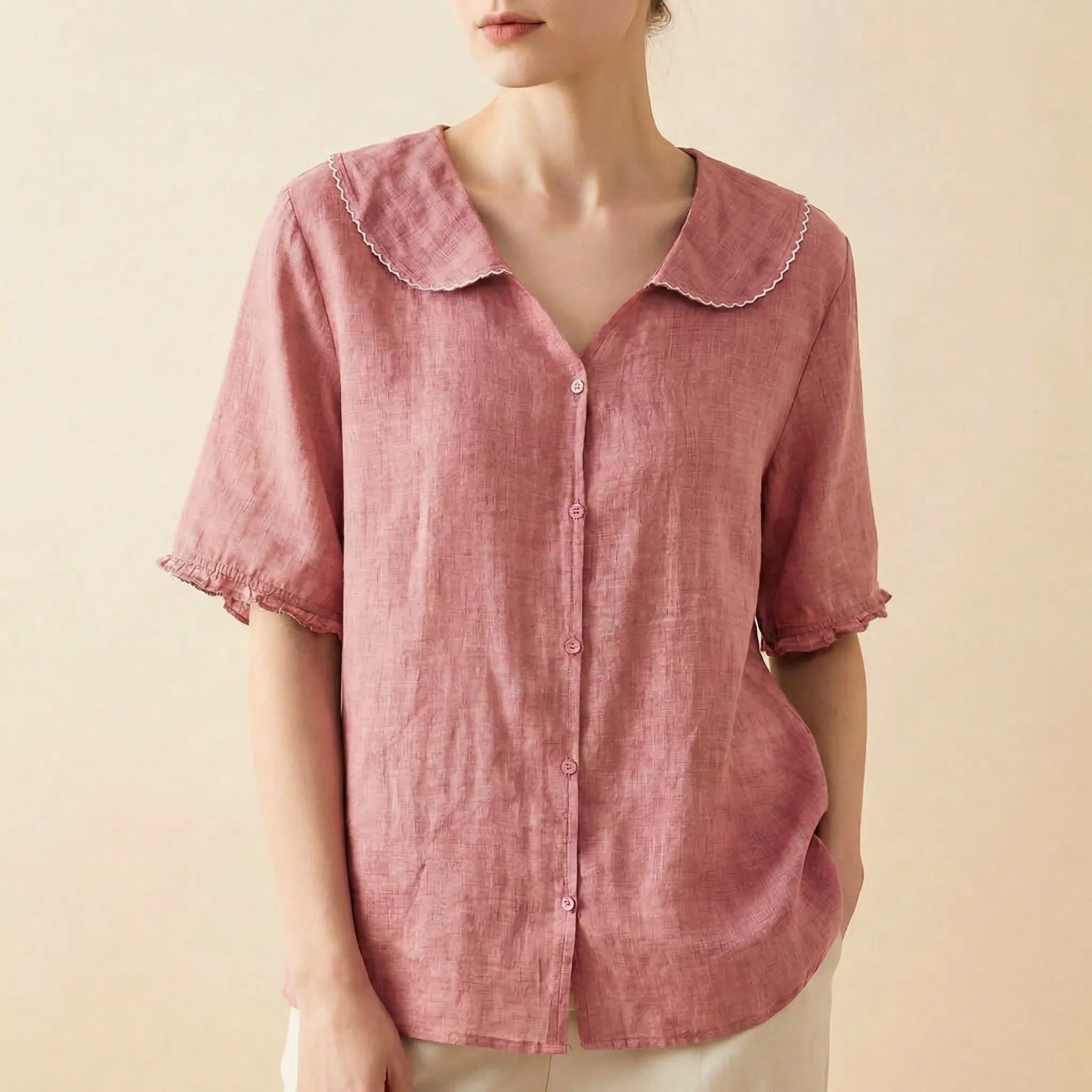 Navando | Luchtige Blouse Met Brede Scallop-Kraag