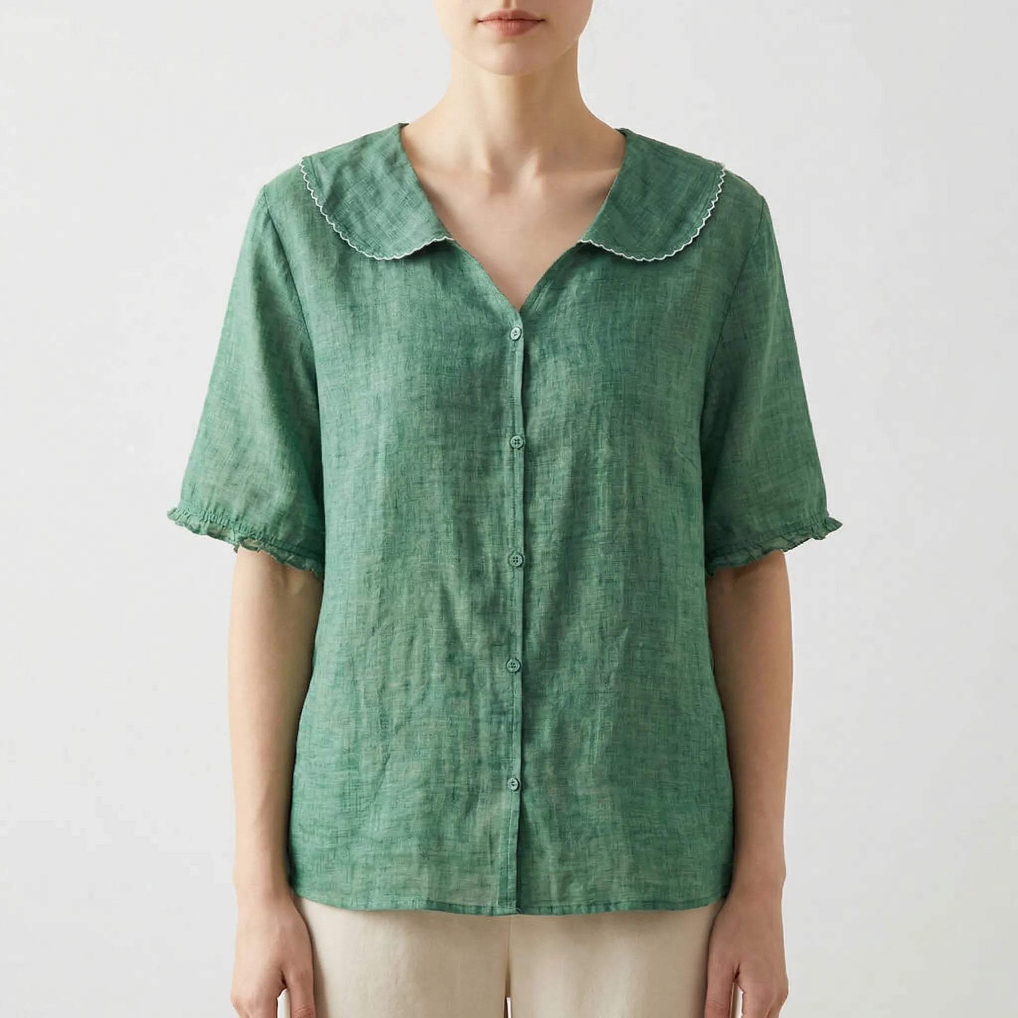 Navando | Luchtige Blouse Met Brede Scallop-Kraag