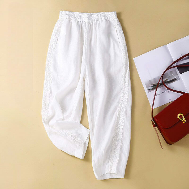 Navando | Luchtige Broek Met Vintage Borduurwerk