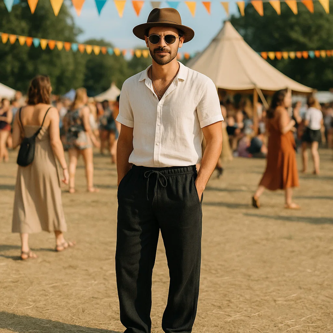 Navando | Luchtige Heren Zomerbroek Met Trekkoord