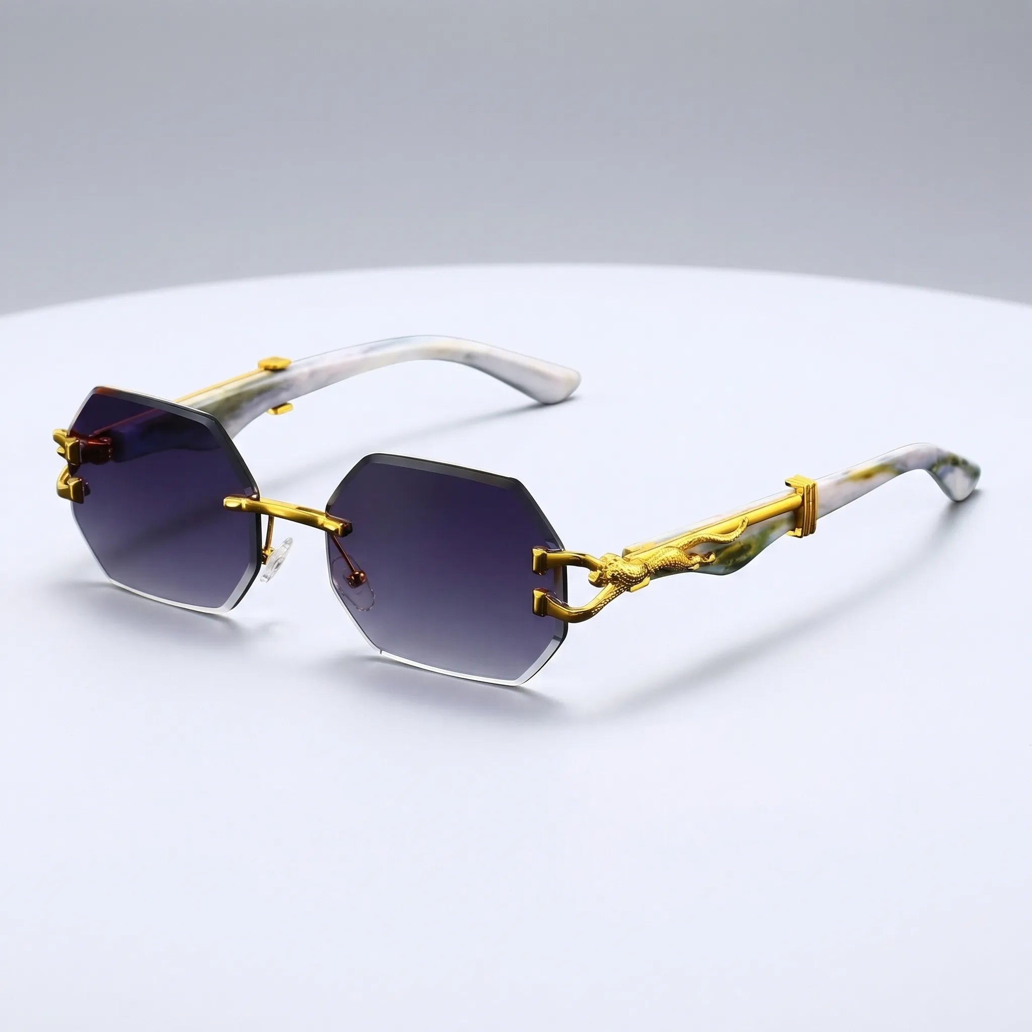 Navando | Randloze Zonnebril Met Pantherdetail