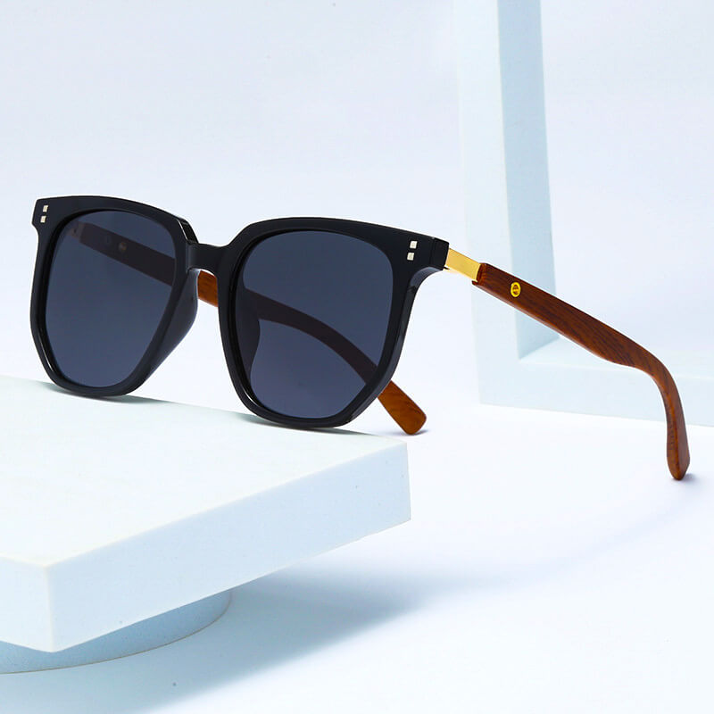Navando | Retro Zonnebril Met Houten Pootjes