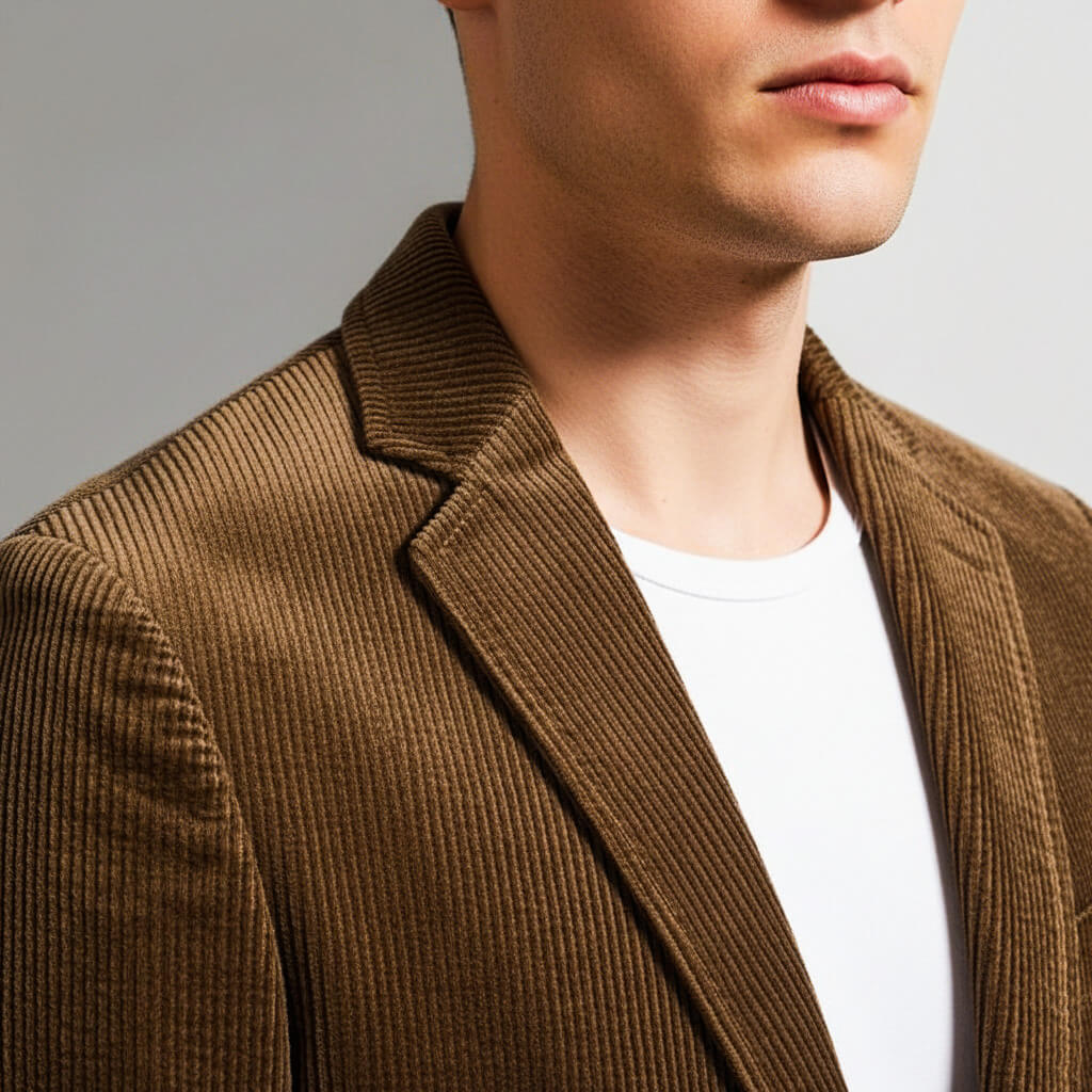 Navando | Ribfluwelen Blazer Met Inkepingsrevers