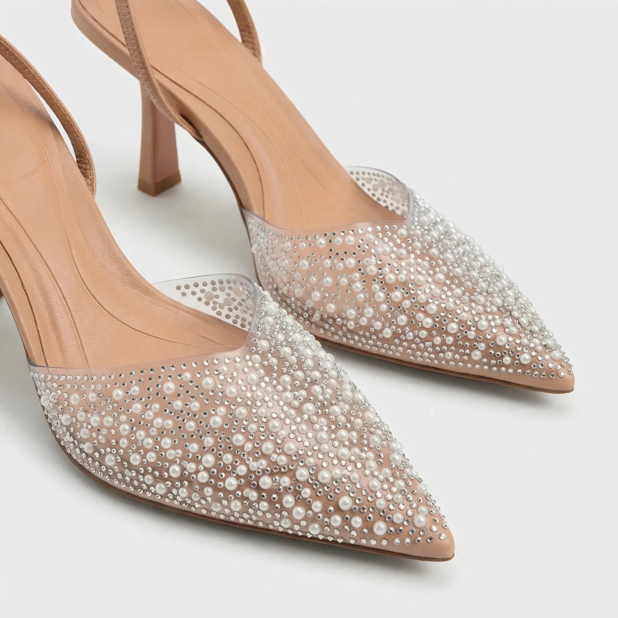 Navando | Spitse Slingback Pump Met Parel