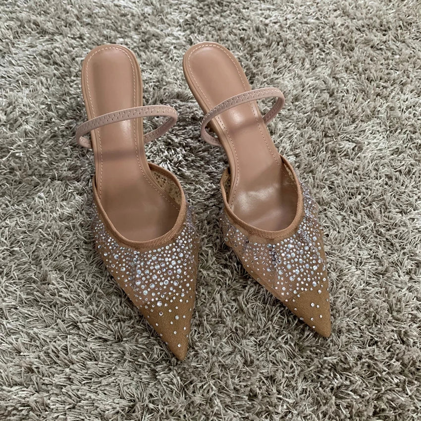Navando | Spitse Slingback Pump Met Strass