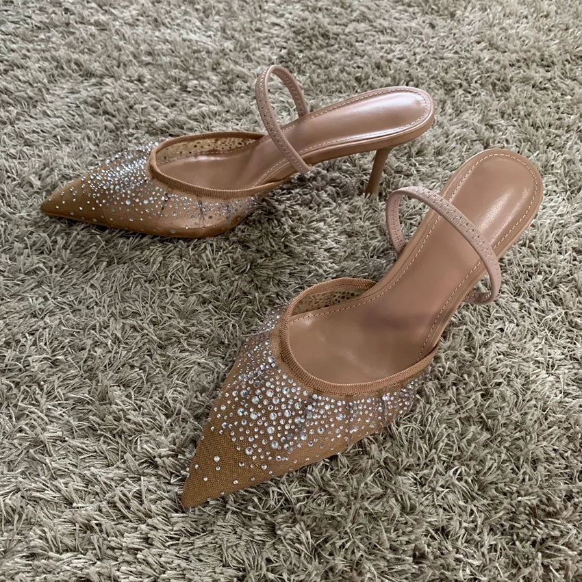 Navando | Spitse Slingback Pump Met Strass