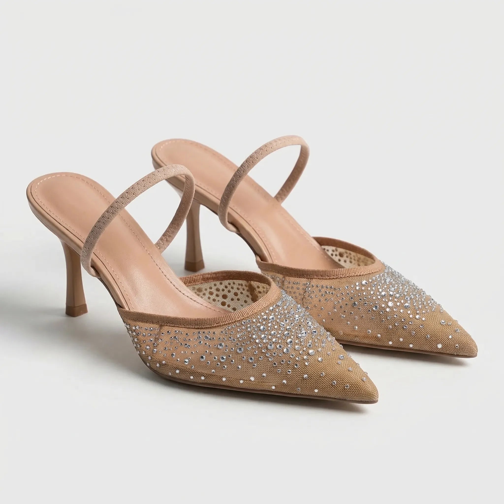 Navando | Spitse Slingback Pump Met Strass