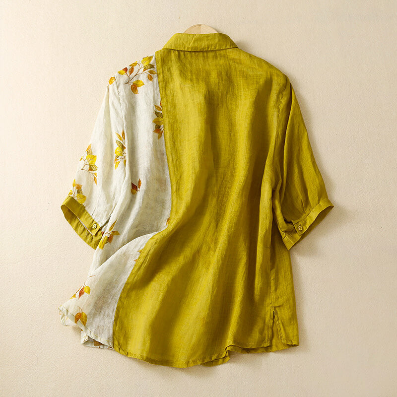 Navando | Tweekleurige Blouse Met Bloemenprint