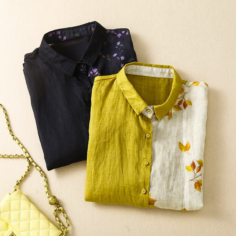 Navando | Tweekleurige Blouse Met Bloemenprint