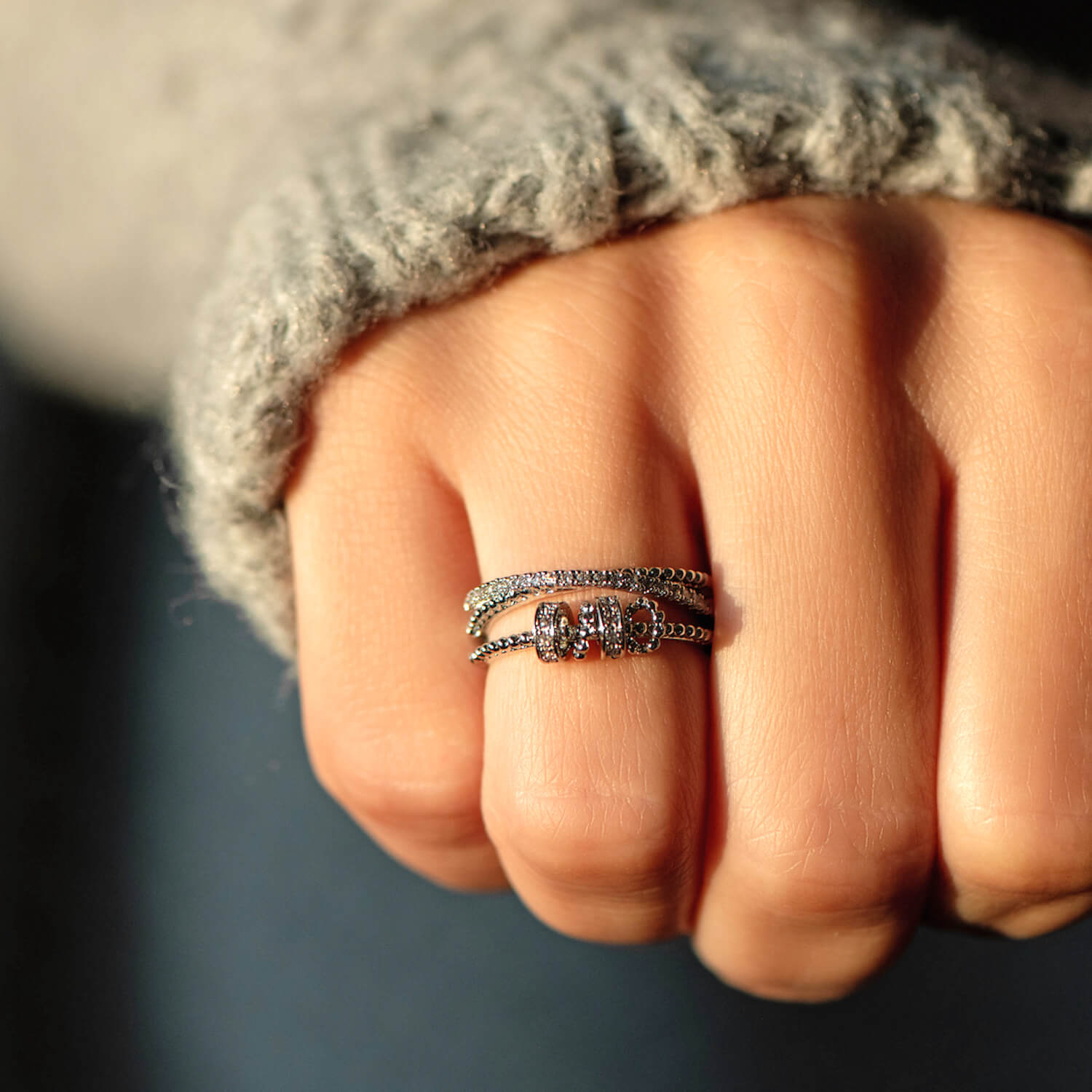Navando | Verstelbare Zilveren Fidget Ring Voor Dames