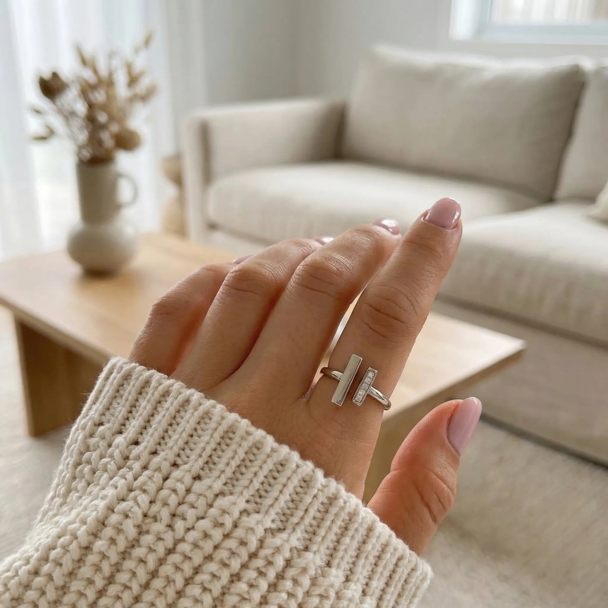 Navando | Verstelbare Zilveren Opengewerkte Ring