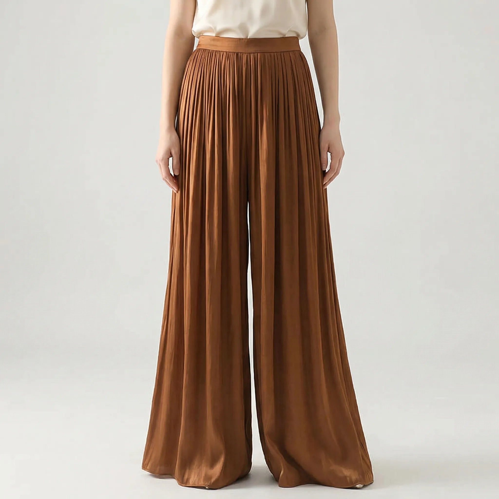 Navando | Wijdvallende Broek Met Hoge Taille
