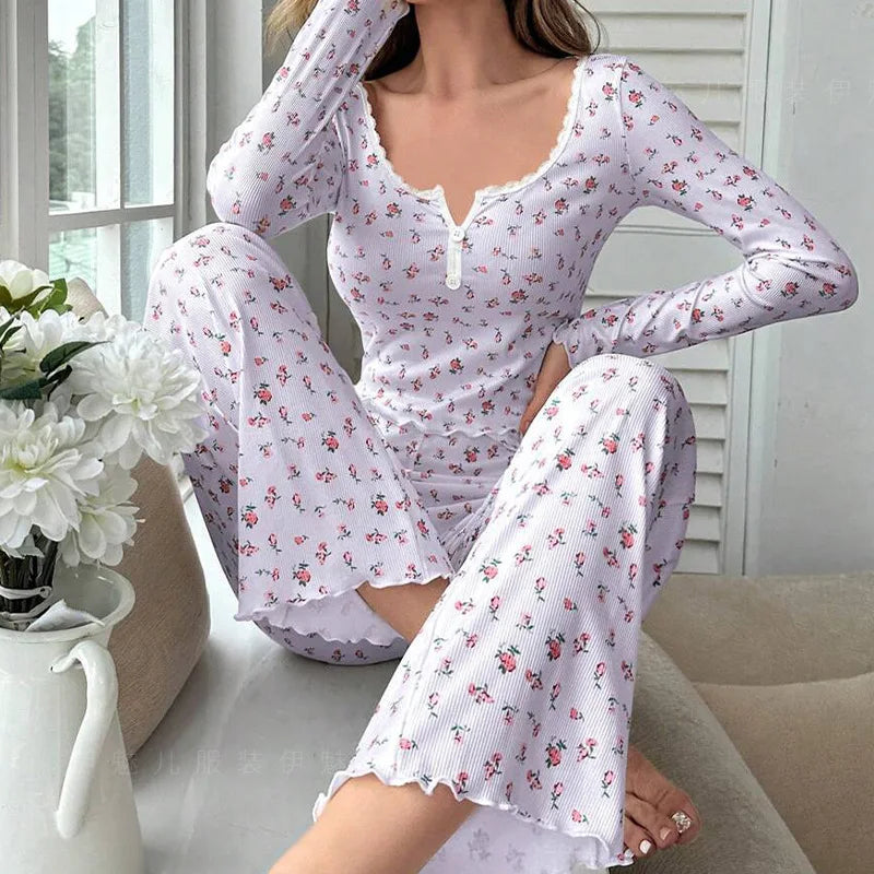 Nieuwe dames | Bloemenprint pyjamaset 2