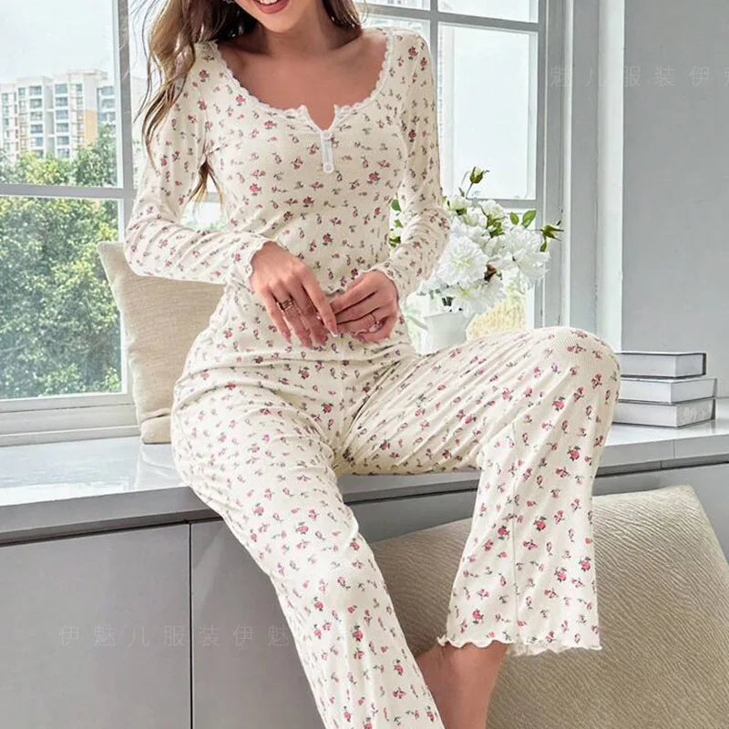 Nieuwe dames | Bloemenprint pyjamaset 5