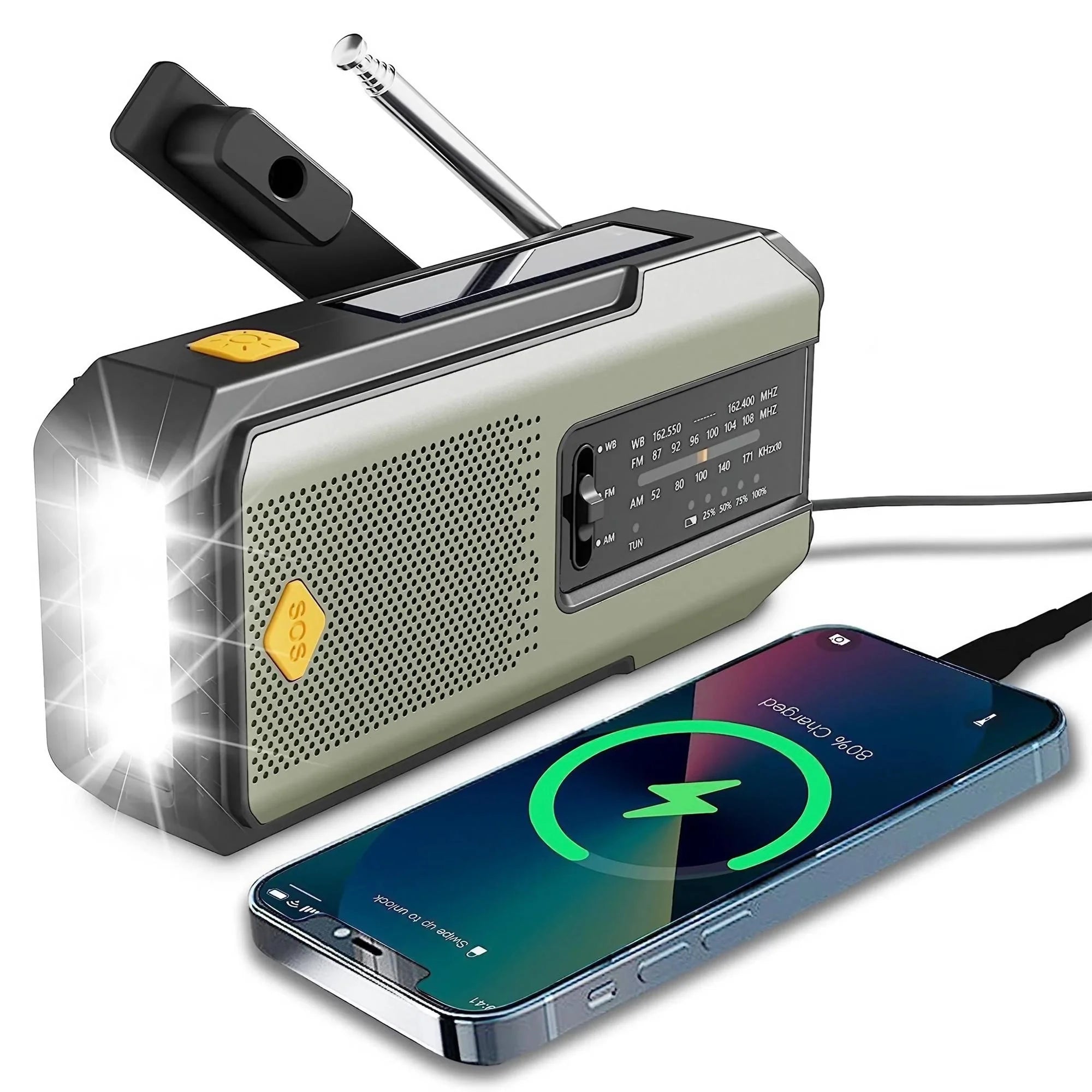 Noodradio | Multifunctionele noodradio met handgenerator en power bank 0