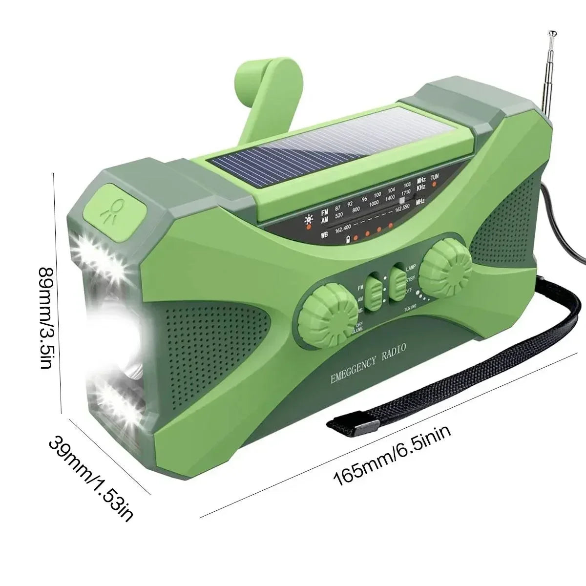 Noodradio | Zonne-energie, handcrank, dual speaker 5