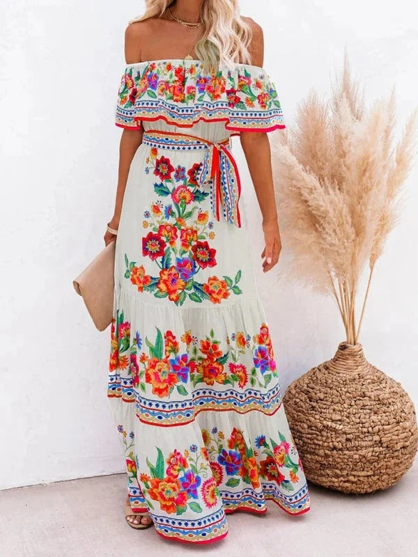 Off-Shoulder Maxi Jurk | Navando