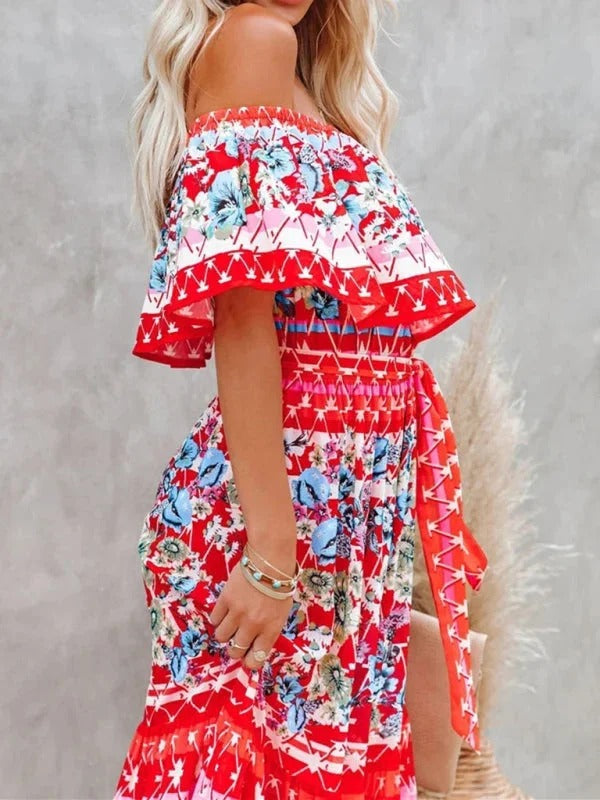 Off-Shoulder Maxi Jurk | Navando