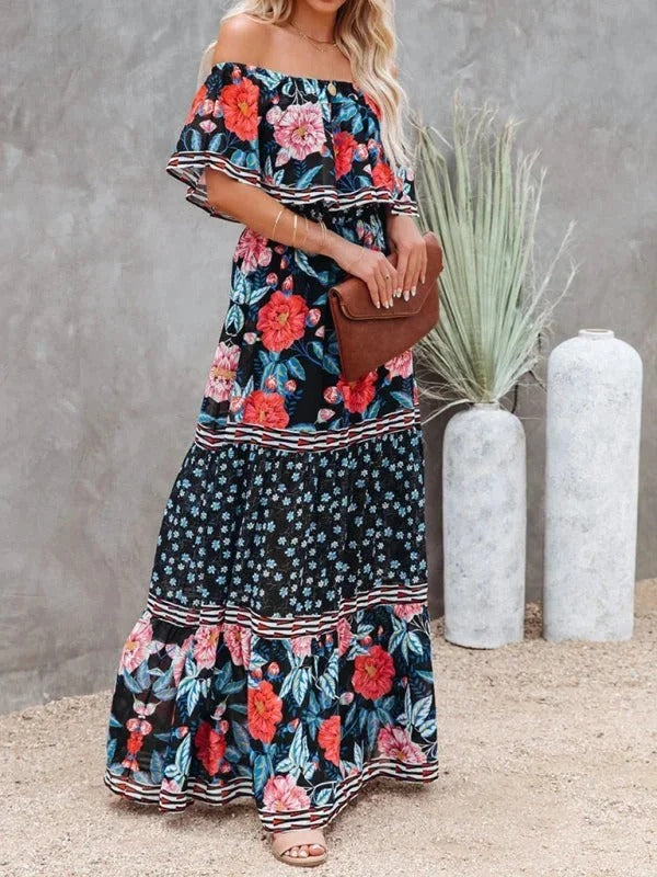 Off-Shoulder Maxi Jurk | Navando