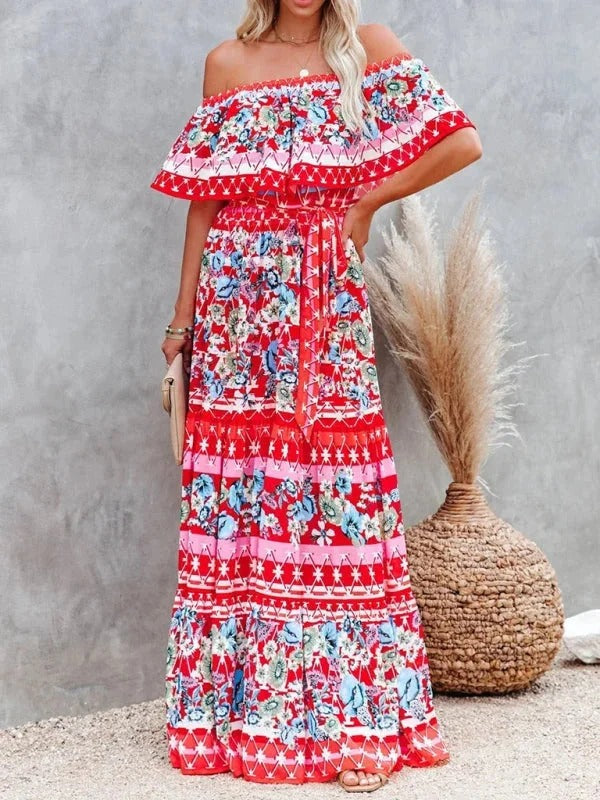 Off-Shoulder Maxi Jurk | Navando
