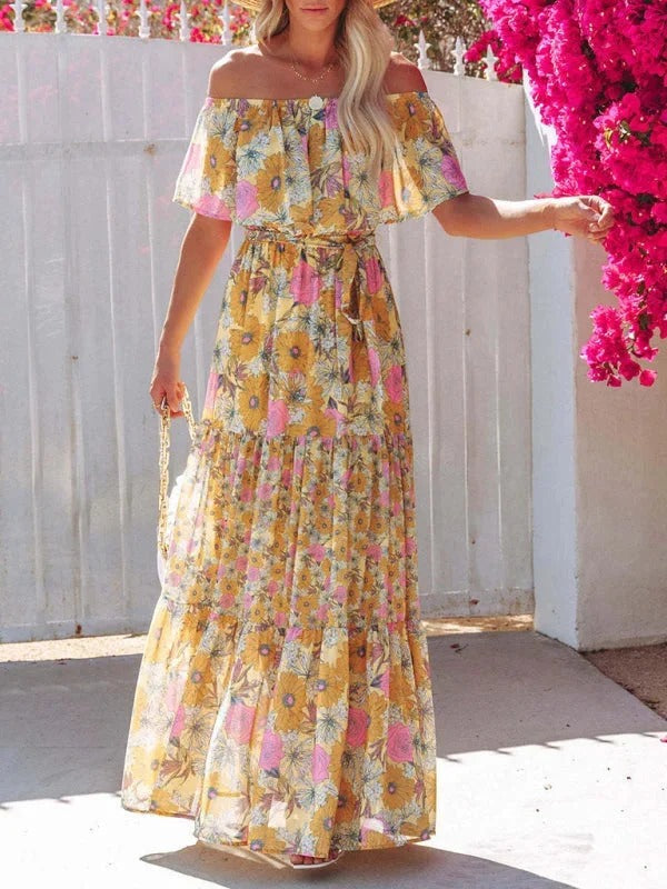 Off-Shoulder Maxi Jurk | Navando