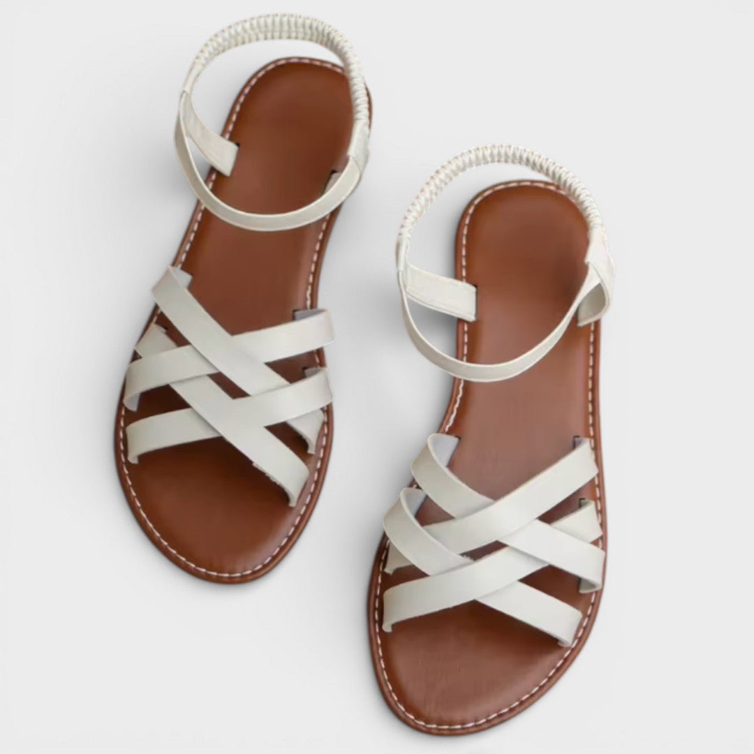 Onbekend | Gekruiste bandjes platte sandalen 4