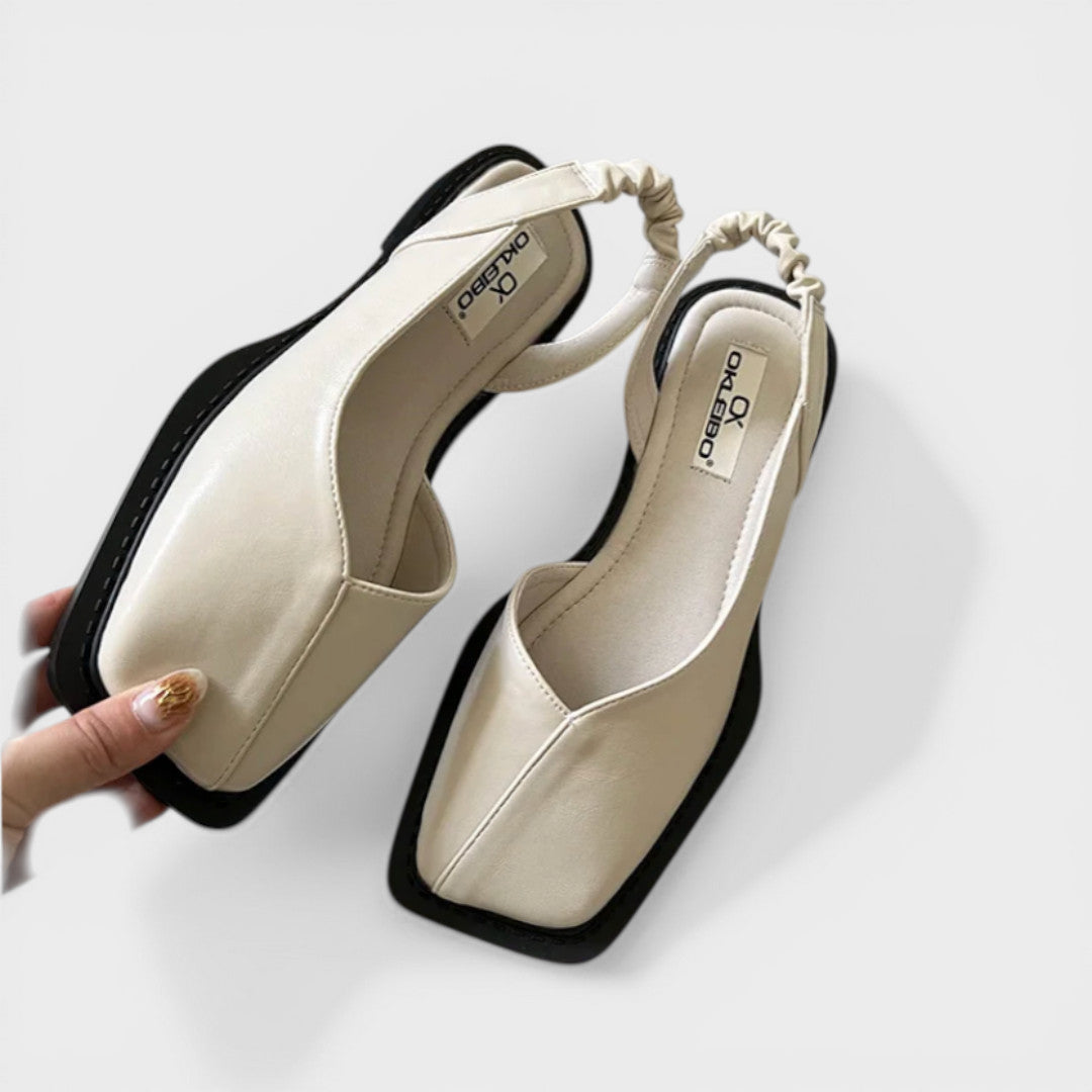 Onbekend | Platte slingback-sandalen met vierkante neus 0