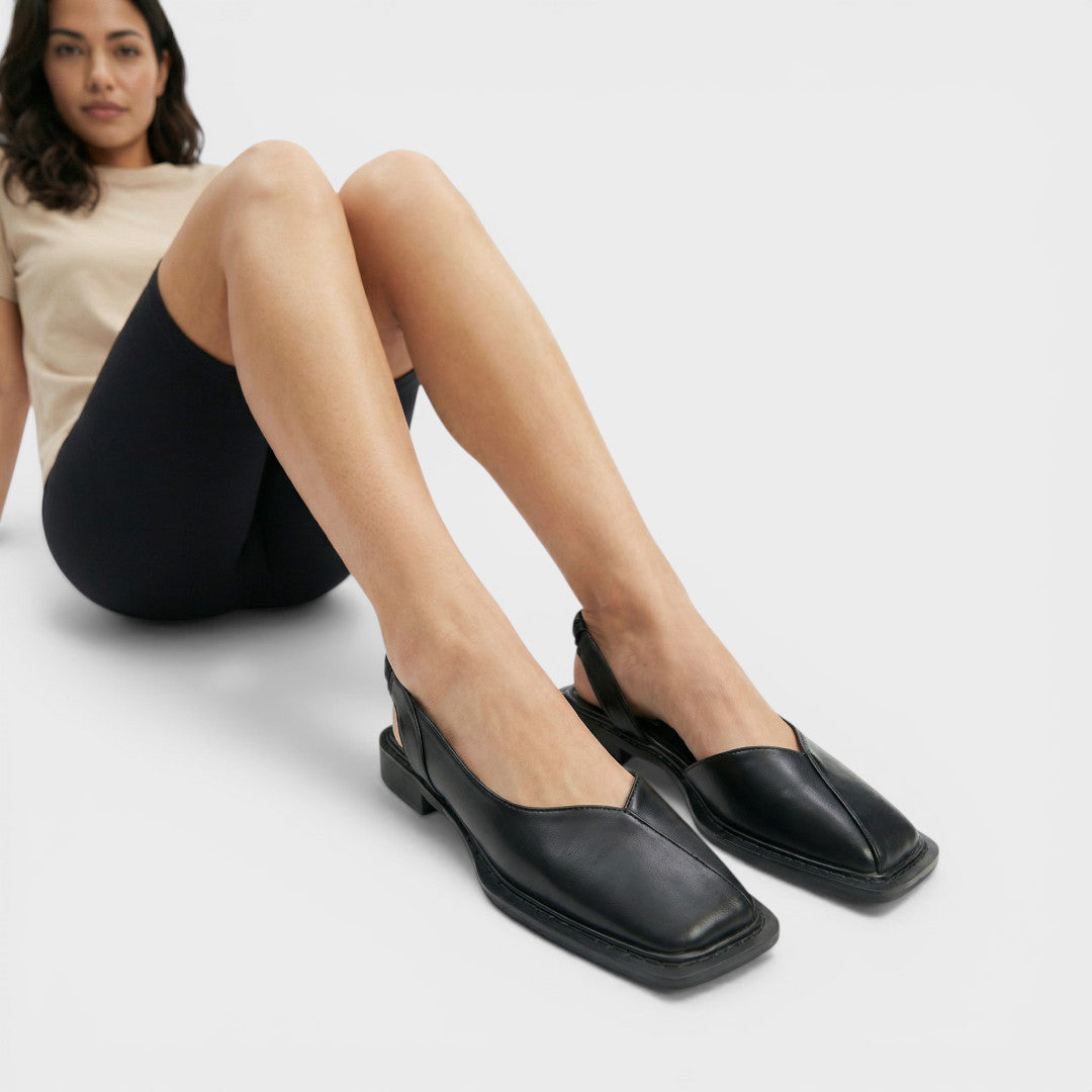 Onbekend | Platte slingback-sandalen met vierkante neus 3