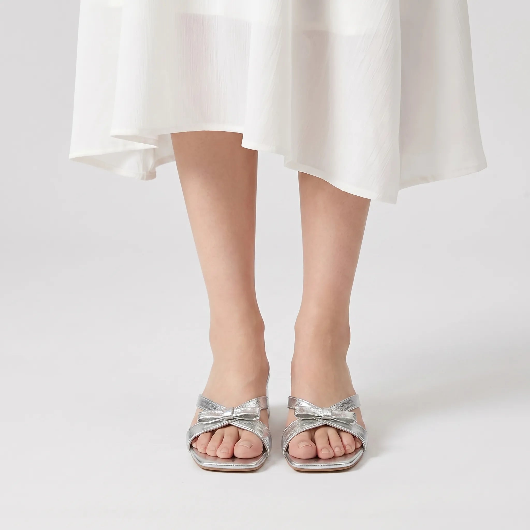 Open Teen Slipper Met Strik En Blokhak | Navando 