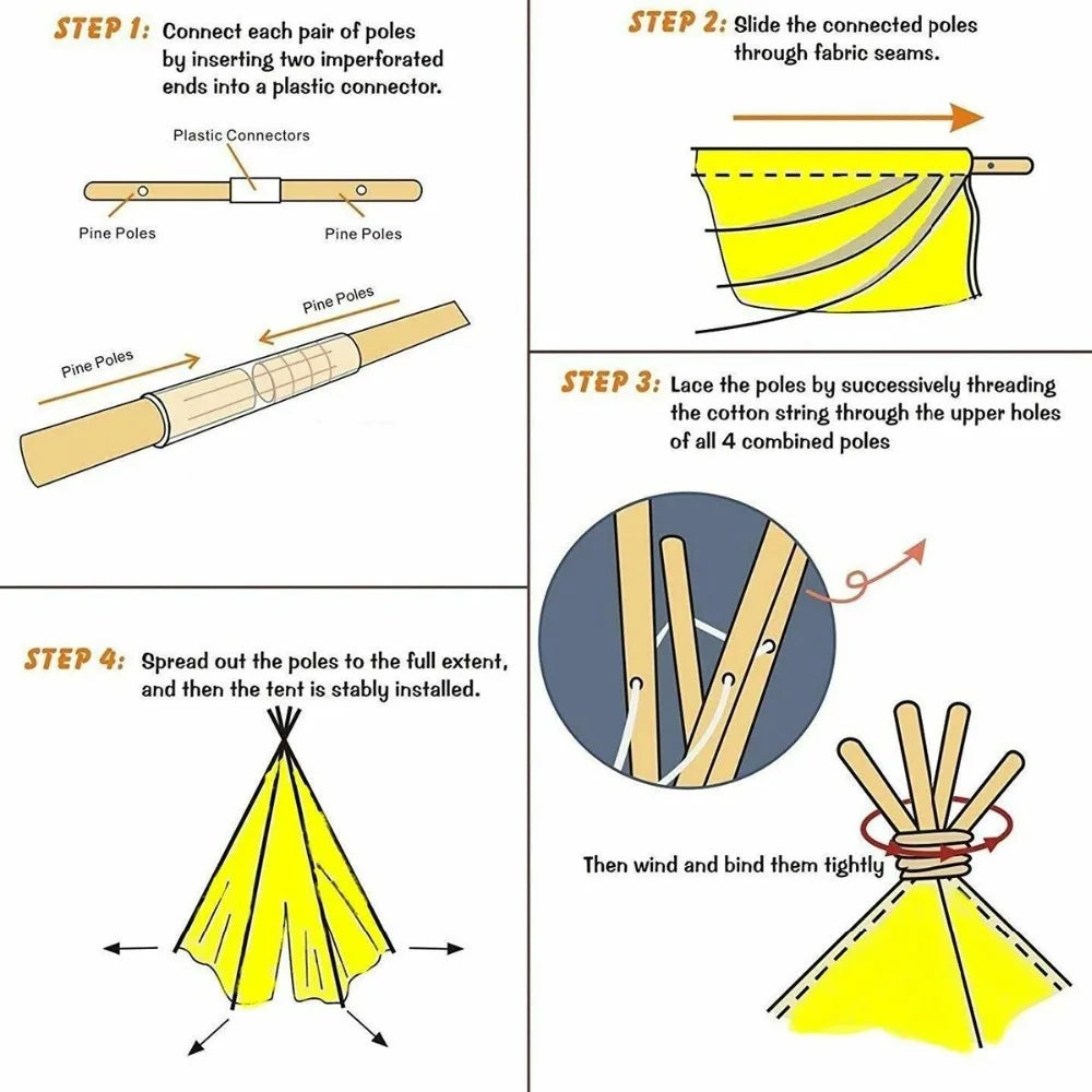 Opvouwbare Kindertent Met Houten Palen | Navando 