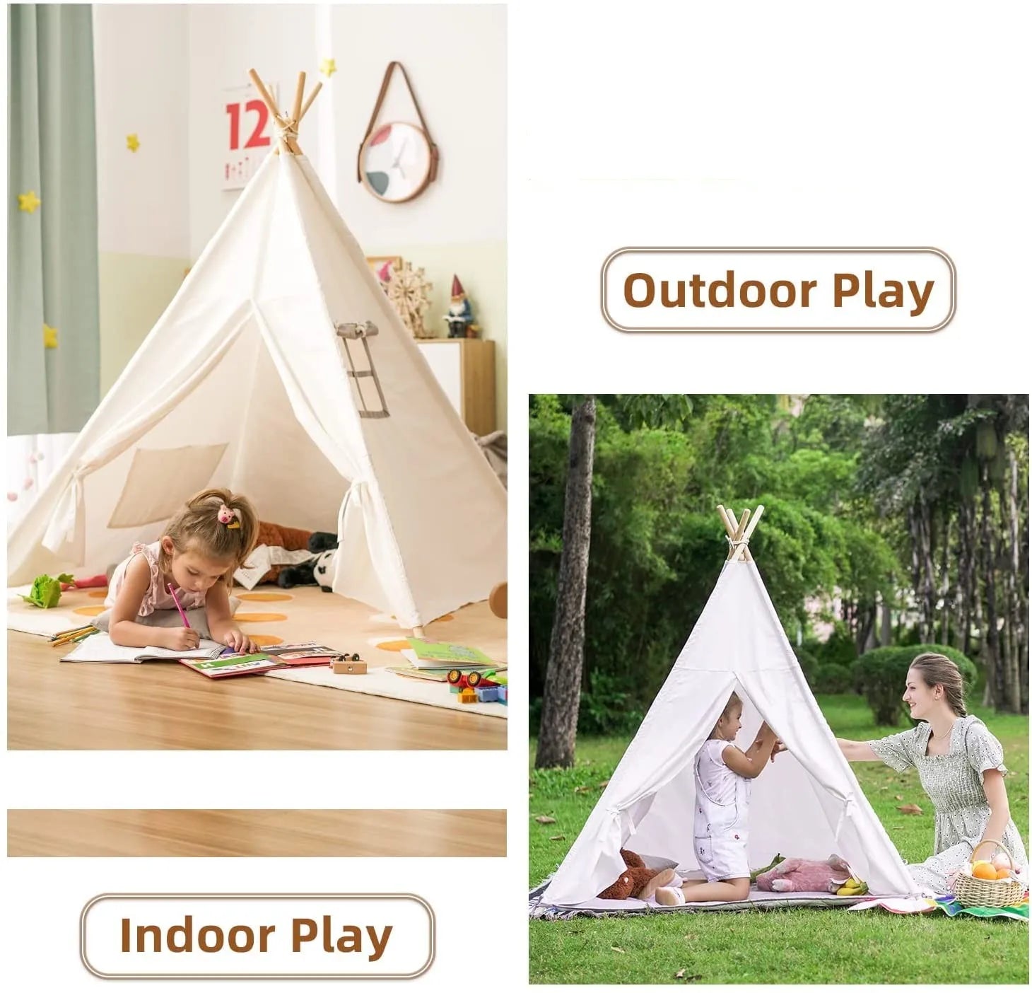 Opvouwbare Kindertent Met Houten Palen | Navando 