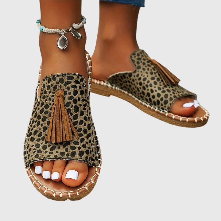 Platte Sandalen Met Boho Print | Navando