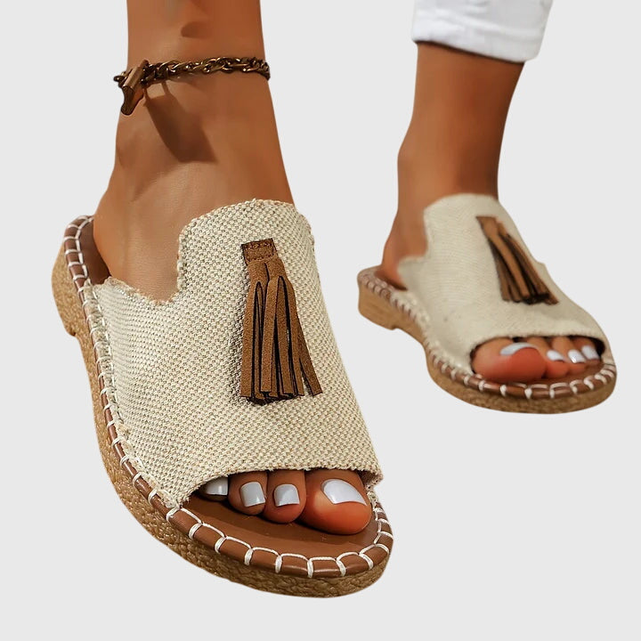 Platte Sandalen Met Boho Print | Navando
