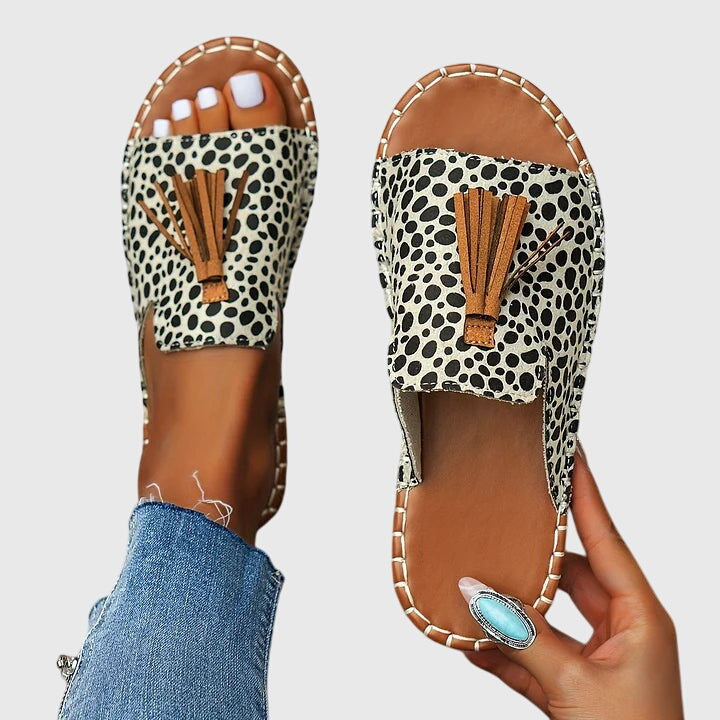 Platte Sandalen Met Boho Print | Navando