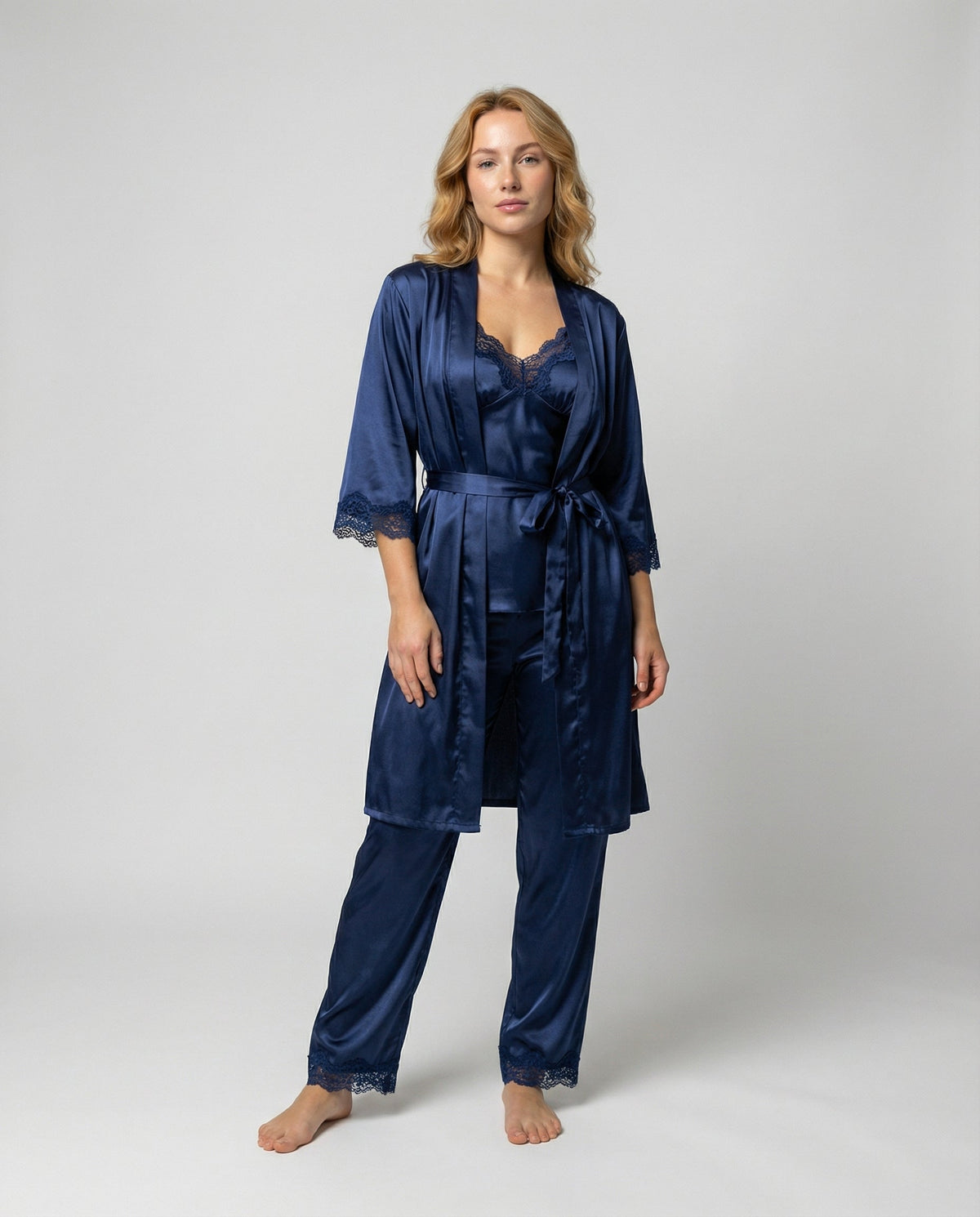 Puk | Vierdelige Pyjamaset Met Kanten Bies