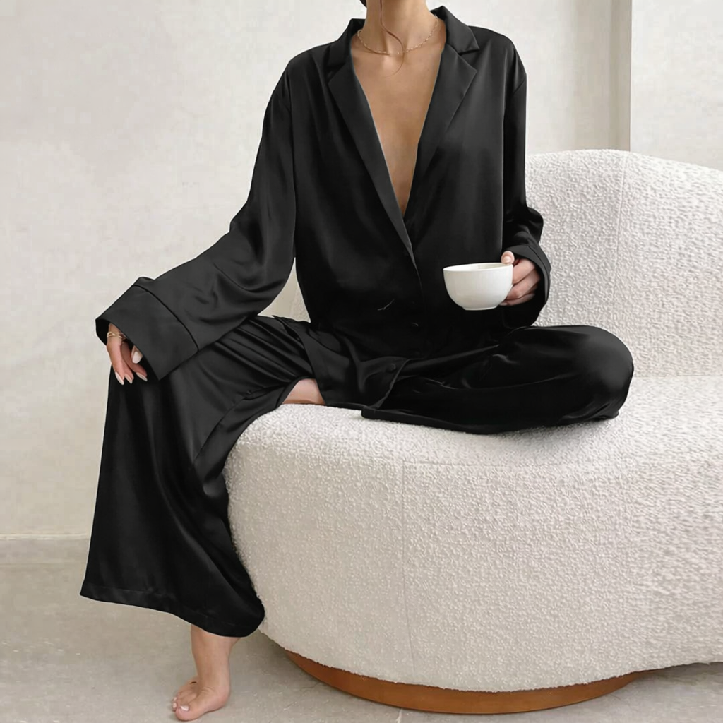 Pyjama_Set_Satijn_Tweedelig_Lange_Mouwen_Victoria_Mae_Nederland_Belgie