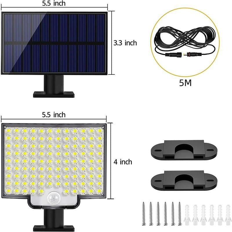 Rechthoekige Zwarte Solar Buitenlamp Met Sensor | Navando