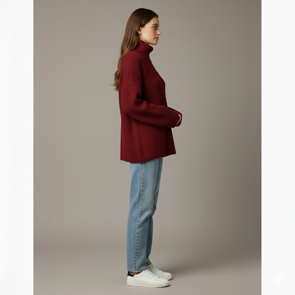Renate | Zachte gebreide coltrui met hoge kraag 2