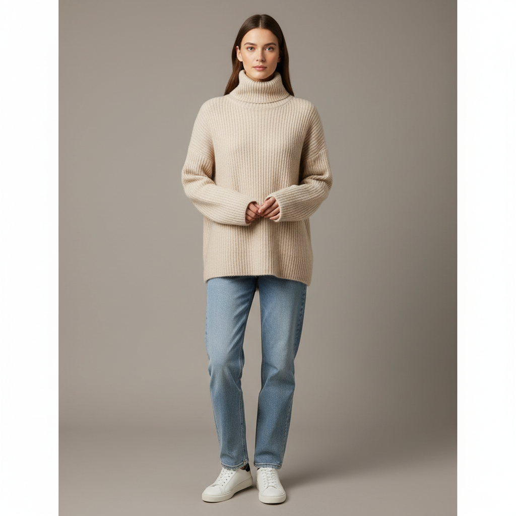 Renate | Zachte gebreide coltrui met hoge kraag 6