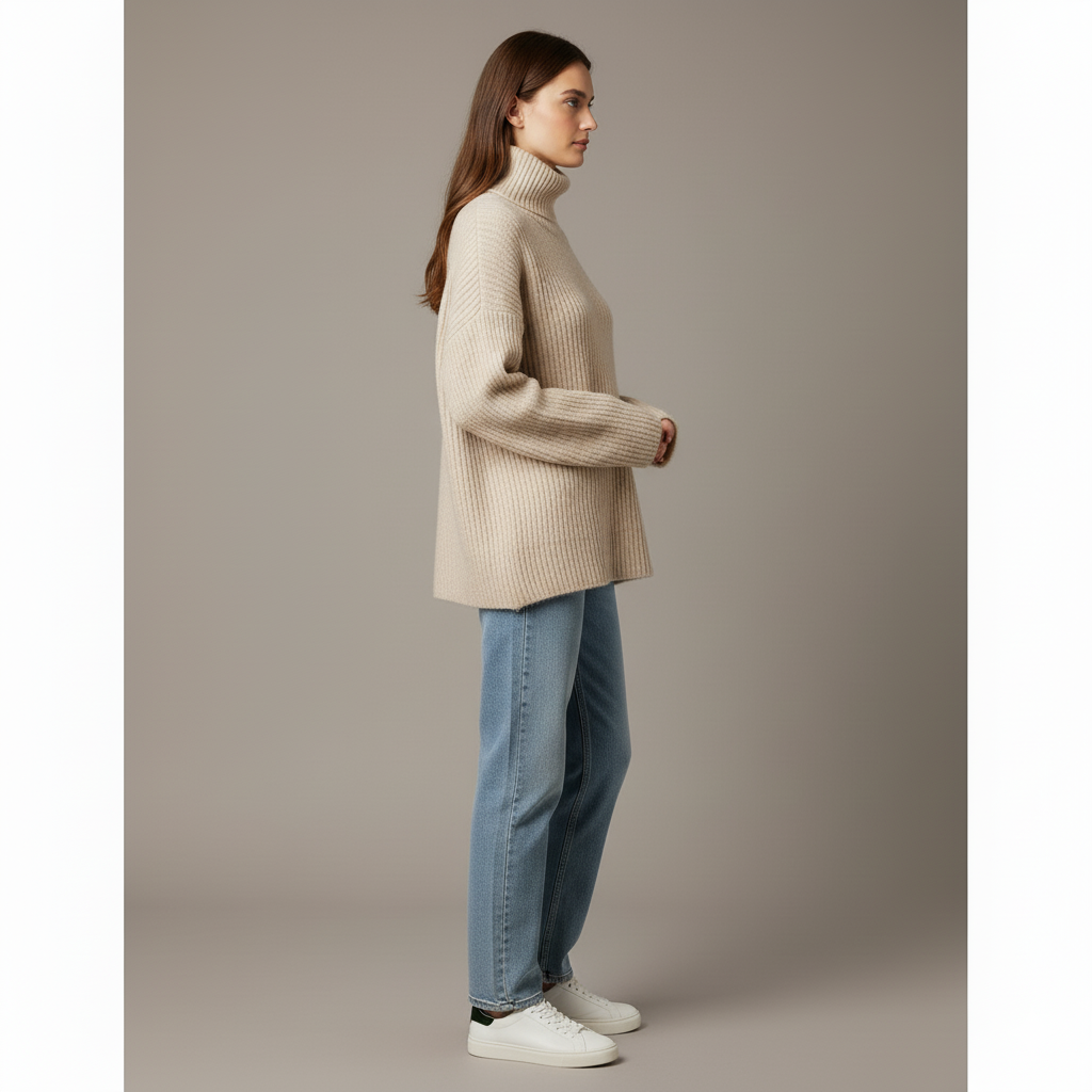 Renate | Zachte gebreide coltrui met hoge kraag 7