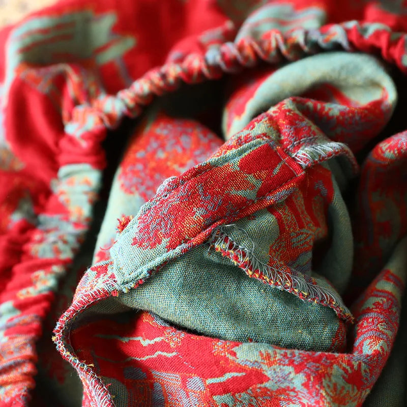 Retro | Ademend geweven pyjamaset dames met lange mouwen 5